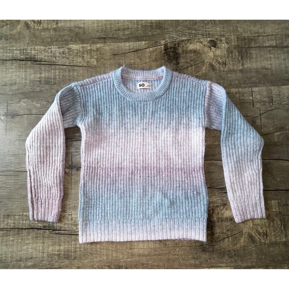 SO Goods For Life Girls Ombre Ribbed Knit Sweater Blue Purple Pastel Size M 8